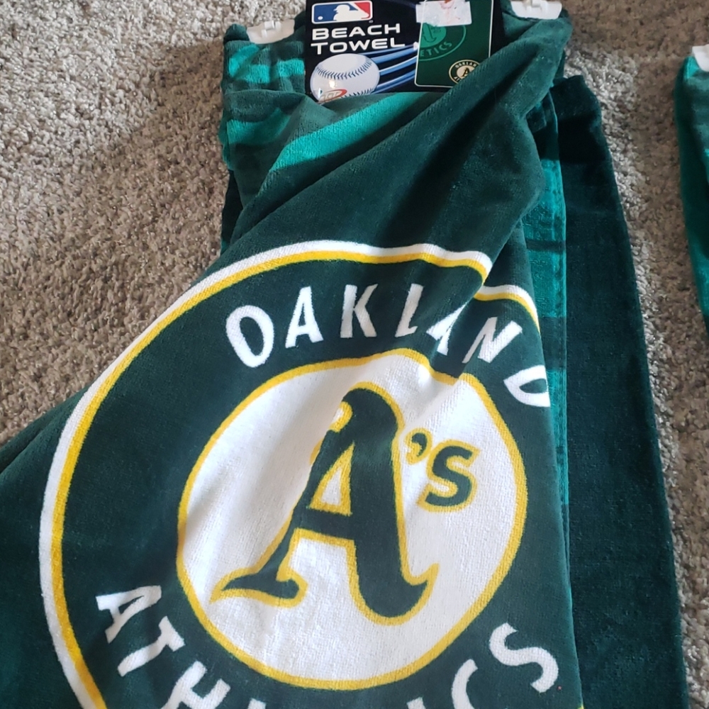 Bundle of 2 Oakland Atheletics beach towels. NWT